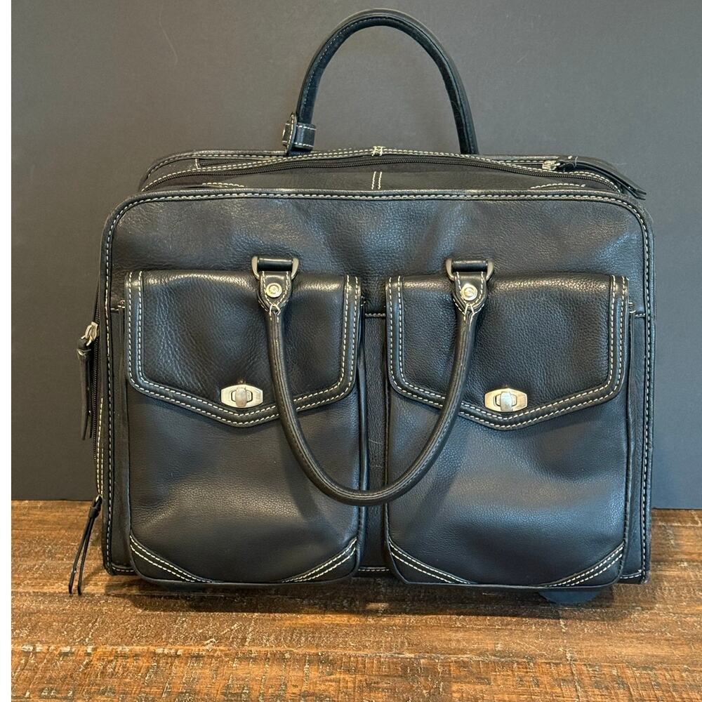 Franklin Covey Black Rolling Carry On Suitcase Travel Bag Laptop Bag Storage
